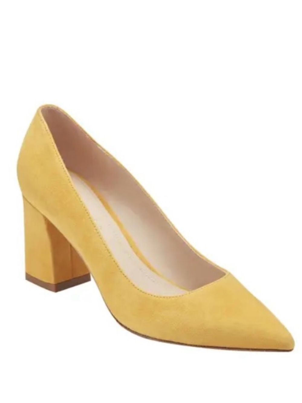 Marc Fisher LTD Zala Yellow Leather Suede Block Heel Pumps - Picture 5 of 9